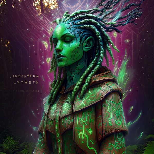 Portrait of Arboriel, the Wood Elemental Guide